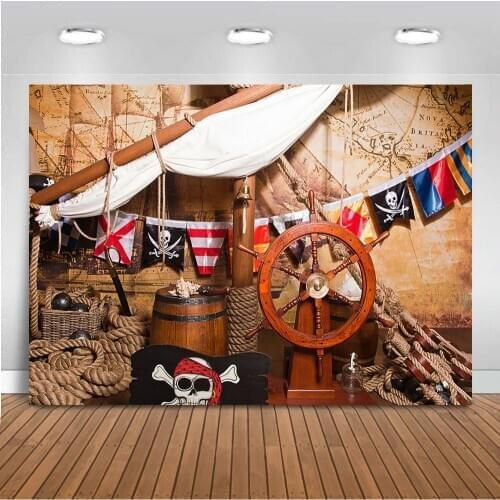 Pirate Birthday backdrops for Photography Ship Deck Navigation Theme Birthday party newborn baby prop photo background Studio
