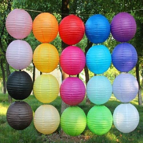 Hot sale 8''20cm Chinese Round Paper Lanterns Wedding Party Decor Paper Lampion Hanging Ball For Birthday Party Holiday supplies