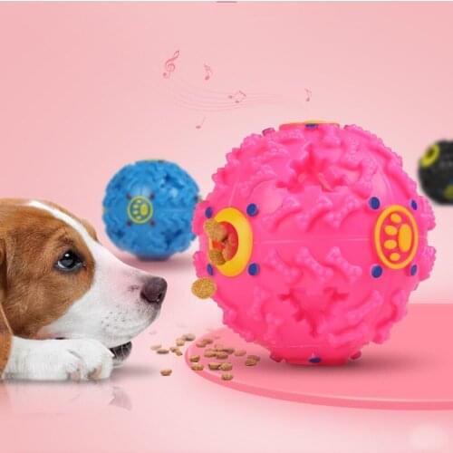 1Pc Pet Dog Cat Play Toy Squeaky Round Ball Shaped Squeaker Quack Sound Chew Treat Holder Ball Toy Silicone Pet Accessories
