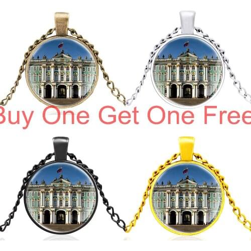 Classic Winter Зи́мний Дворе́ц Glass Dome Charm Pendant Necklace Men Women Vintage Necklace Jewelry Accessories Gifts