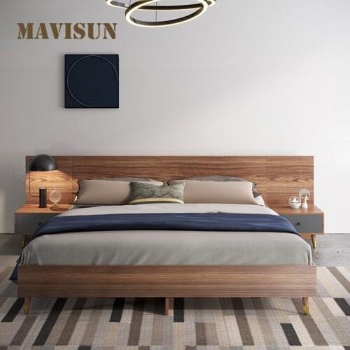 Japanese Style Tatami Bed Modern Minimalist Bedroom Furniture For Small Apartment Master Bedroom Wedding Plank Bed 1.5m 1.8m