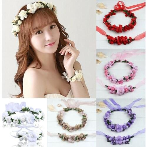 Fashion Women Wedding Flower Hair Garland Crown Headband Floral Wreath Hairband