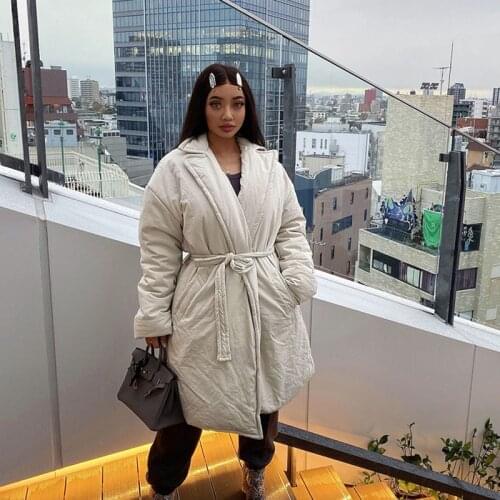 Milkshake White Washed Twill Ultra Warm Thicken Wrap Wrap-style Long Cotton Jacket