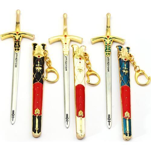 Cartoon Anime Fate Stay Night King Arthur Saber Sword Keychain Key Chain Cosplay Men Children Gift