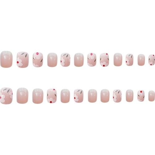False Nail Flower Field Rose Short Nail Sticker Finished Nail Sticker 24 Nail Sticker With Glue SANA889