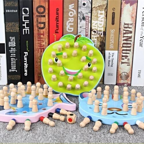 Board Game Educational Learning Toys For Children 3D Puzzle Wooden Toys Color Montessori Pulling Radish Memory Match Chess Game