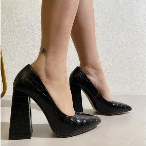 New Womens Thick Heel High Heels Pumps Womens Sexy Fashion Stone Pattern Womens Dress Shoes Wedding Shoes Platform Shoes