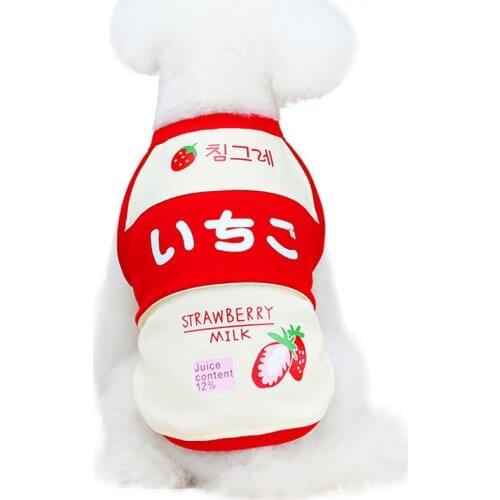 Pet Clothing Letters Print Strawberry Banana Fruit Breathable Cotton Dog Puppy Comfortable Vest T-shirt for Summer