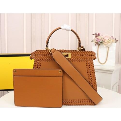 Retro solid color woven hollow design high capacity leather handbags ladies new shopping bags fashion diagonal shoulder bags
