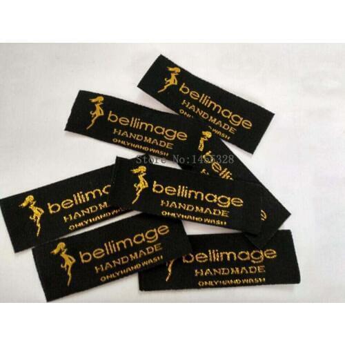Wholesale 500pcs customized polyester garment labels/clothing labels/printed label tag end fold one color 2015090604
