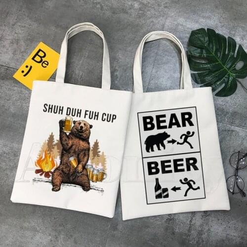 Beer Korea Ulzzang Shopper Bag Print Canvas Tote Bag Handbags Women Bag Harajuku Shoulder Bags