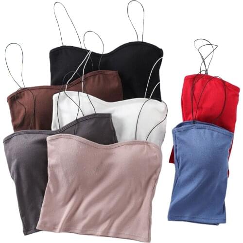 Casual Style Ladies Summer Shirts Tops Womens V Neck Crop Top Solid Color Cami Sling Clothes Camisole Blusa Feminina