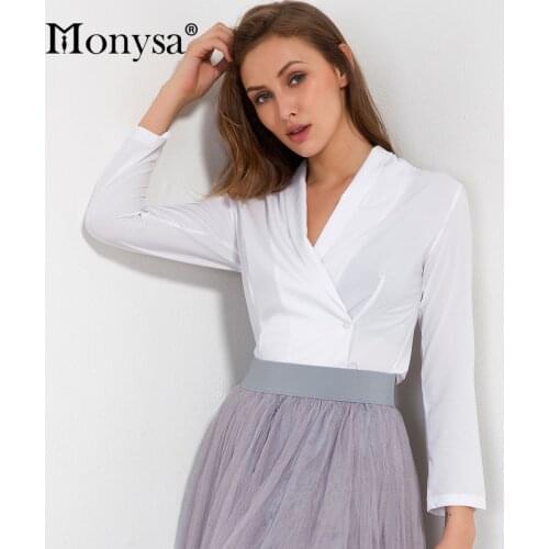 Casual Chiffon Shirts Women 2018 Autumn New Arrivals V Neck Long Sleeve Blouses Ladies Office Elegant White Shirt Camisa Mujer