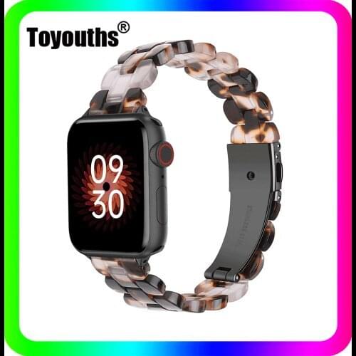 Toyouths Resin Watchband for Apple Watch 38mm 42mm Transparent Resin Strap for iWatch Series 6 5 4 3 2 1 Women Strap Wrist Band