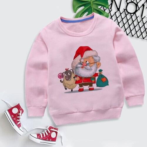 Christmas Autumn Funny Children Loose Casual Sweatshirt Baby Boys Girls Pullover Shirts Teenager Kids Solid Color Bottoming Tops