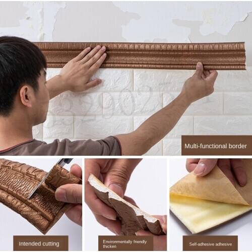 Self-adhesive Wall Sticker Waterproof Top Corner Line Wall Edge Strip Wall Waist Line Sticker Tile Wallpaper Border Home Decor