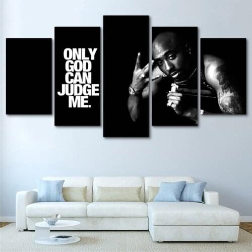 Modern Home Decoration 5 Piece Tupac Amaru Shakur Rapper 2Pac Canvas Art Print Poster Picture Frames Modular Wall Paintings Art
