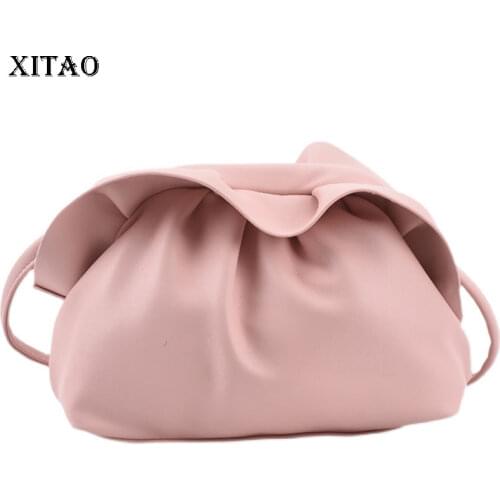 XITAO New Fashion Women Shoulder Bag Solid Color PU Fold Splicing Ruffles Decoration Simplicity Temperament All-match WMD2162