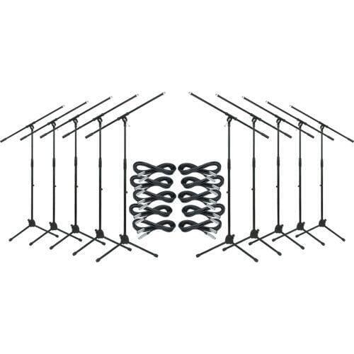 Musicians Gear Tripod Mic Stand with 20 Foot Mic Cable 10-Pack