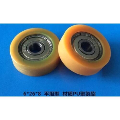 High quality polyurethane PU coated ball bearings 608zz embedded bearing Total Diamater: 6*26*8mm