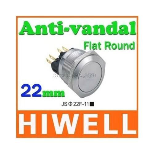 22mm diameter Stainless steel metal pushbutton switch Momentary type 1NO1NC IP67waterproof