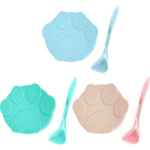 3 In 1 Reusable Pet Food Can Cover Silicone Portable Dogs Cats Storage Tin Cap Lid With Spoon Seal Cover Home Pet Supplies