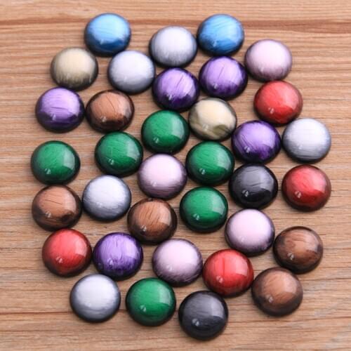 40pcs 12mm 2020 New Fashion Mix Colors Stone Button Bright Flat Back Resin Cabochons Cameo Fit DIY Cabochons Tray Earrings Rings