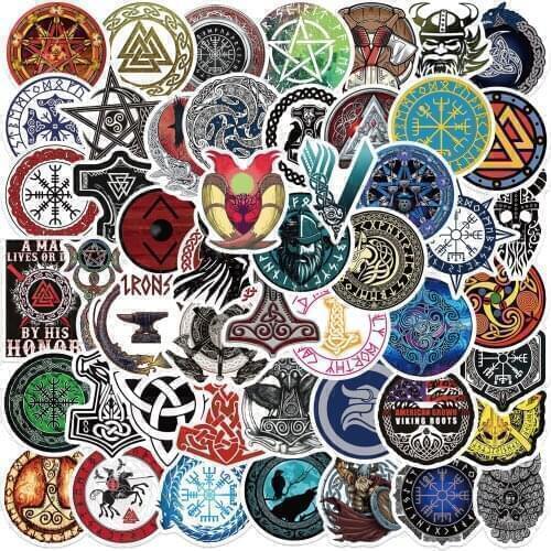 50PCS Mysterious Totem Symbol Rune Viking Pirates Style Sticker For Laptop Suitcase Skateboard Decal Paster Graffiti Stickers F4