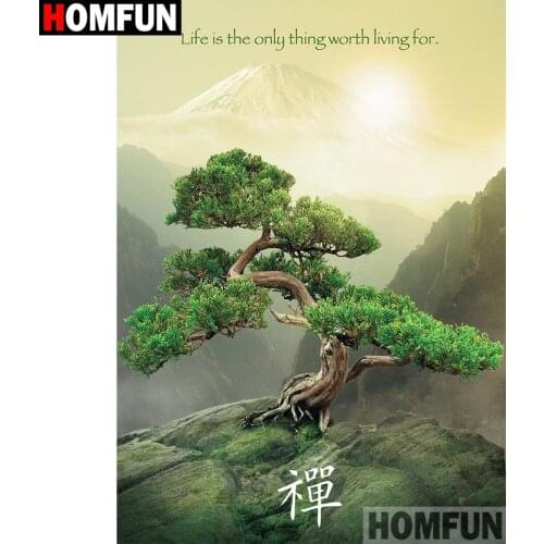 HOMFUN Full Square/Round Drill 5D DIY Diamond Painting "Mountain tree landscape" Embroidery Cross Stitch 5D Home Decor A30090