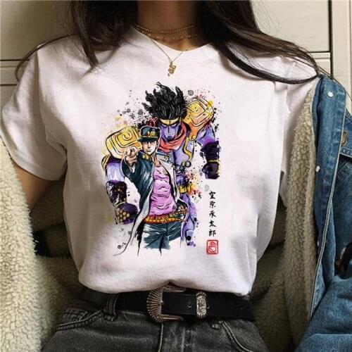 T Shirt Cool JoJo Bizarre Adventure Graphic Print Tee Homme Japanese Anime Style Tshirt Soft Tops T-Shirt Men Manga