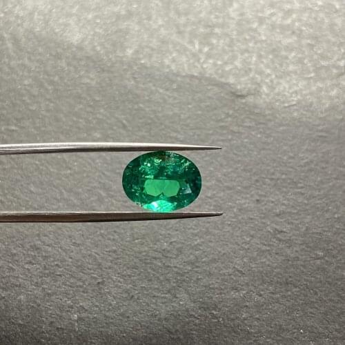 Lab Created Oval 9x7mm 1.5cts Green Columbian Emerald GRC Certified Grown Stone Ring Making