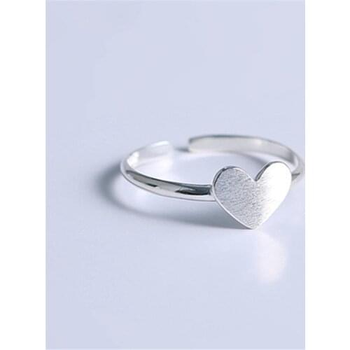 925 Sterling Silver Heart Shape Rings for Women Wedding Christmas Jewelry Adjustable Rings Anillos jz545