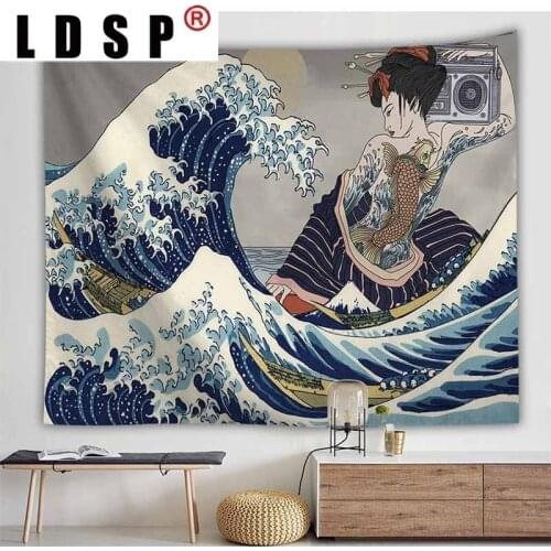 LDSP Landscape Ocean Wave Soaf Background Tapestry Wall Cloth Hanging Home Decor Wall Art Posters Tapestry Living Room