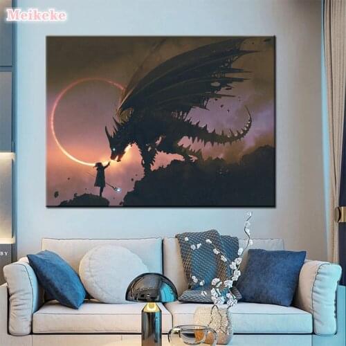5D DIY Diamond Painting Kit Completo Dragon Anime Daimond Cross Stitch Peinture Diamant Painting Diamong For Living Room Wall