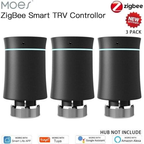 Moes ZigBee 3.0 Tuya TRV New Radiator Actuator Valve Smart Programmable Thermostat Temperature Heater Alexa Voice Control