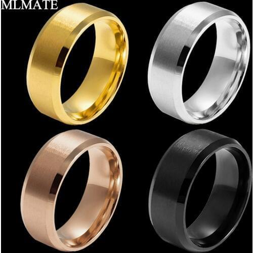 8mm Titanium Ring Men Gold / Rose Gold / Black Color Wedding Rings for Mens Womens US size 5-15