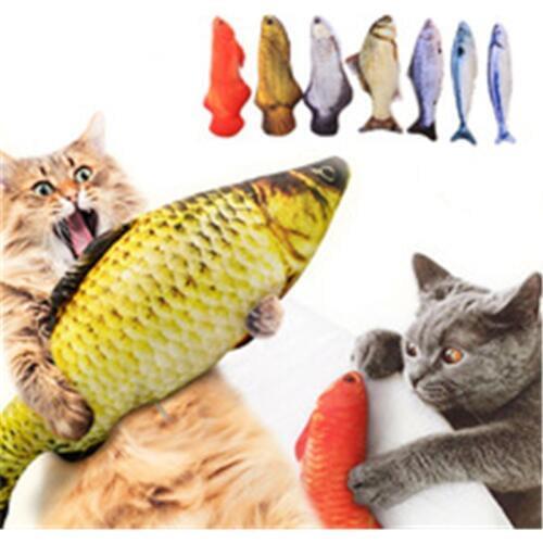 Plush 3D Pet Cat Kitten Teaser Funny Simulation Fish Playing Toy Catnip Toy Pillow Doll Cat Sleeping Pillow Mint Pet Product