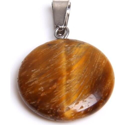 SImple Style 10 Pcs Silver Plated Round Tiger Eye Stone Pendant Cherry Quartz Charm Jewelry