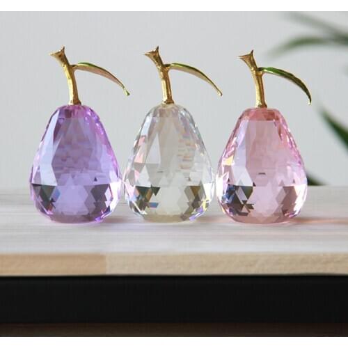 Christmas Gifts 3D Crystal Pear Paperweights For Figurine Ornaments Glass Crafts Office Desktop Decor