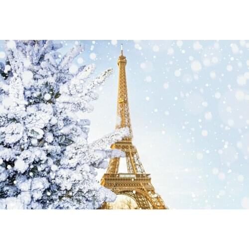 Christmas Backdrop Snow Tower in Winter Photography Background Family New Year Xmas Party Decoration Photo Booth Studio Prop