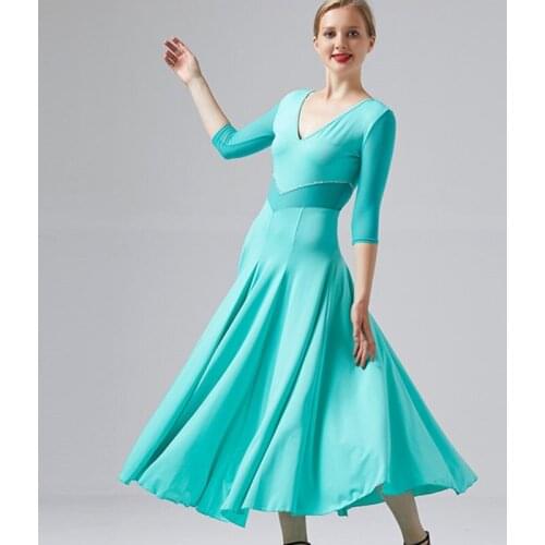 Waltz dance dresses standard ballroom dress women Red tango dress for ballroom dancing waltz dress blue Splicing long dress