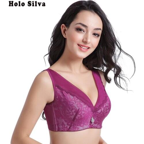 Thin Lace Underwear Women Gather Sexy Lace 52CDE Cup Fat MM Big Chest Small Plus Size Bra Ring Adjustment Type Big Size Bra 120E