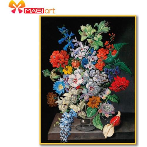Cross stitch kits Embroidery needlework sets 11CT water soluble canvas patterns 14CT Colorful little flowers -NCMF313