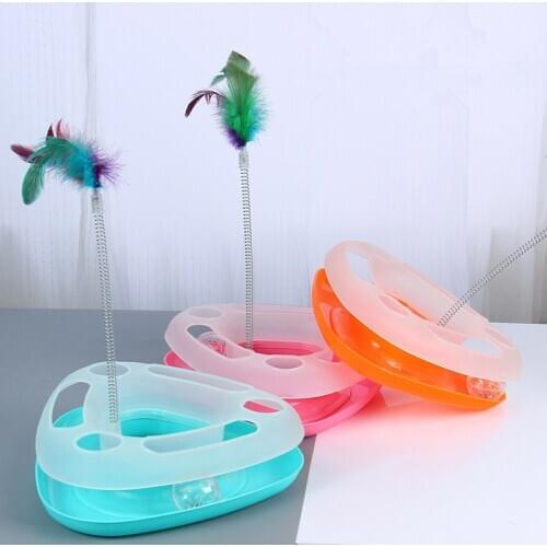 Funny Pet Toys Interactive Cat Toy food Pet Cat Kitten Feather Toys Disk Interactive Rolling Ball Toy Pet Supplies