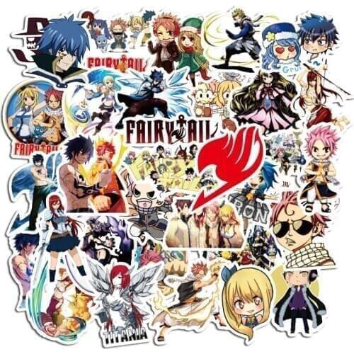 50pcs Classic Anime FairyTail Stationery Waterproof Pvc Sticker Skateboard Suitcase Luggage Laptop Sticker Kid Toy Sticker