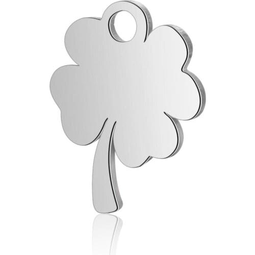 10pcs/lot 11.9*11.9mm Stainless Steel Four Leaf Clover Pendant Charms for DIY Necklace Findings Crafts Jewelry Making Party Gift