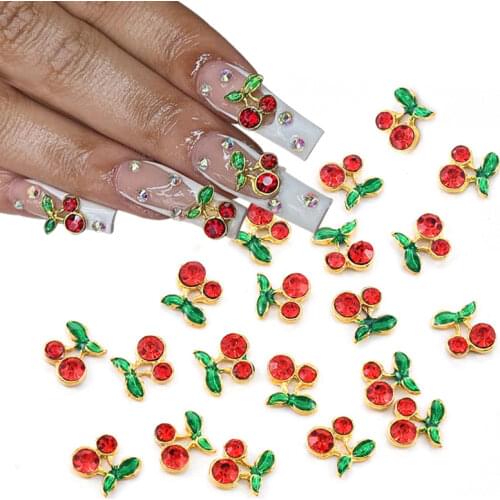 20pcs Cherry Alloy Nails Art Rhinestones Decoration 3D Metal Charms Jewelry Manicure Tips Accessories