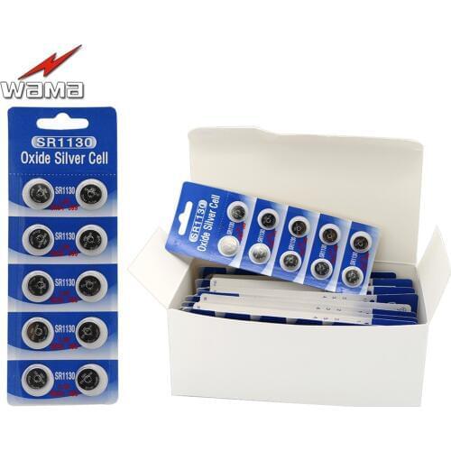 200pcs/lot Wama SR1130 SR1130SW 389/390 Silver Oxide Watch Batteries 1.55V Mercury Free No Hg High Quality Button Cell Battery