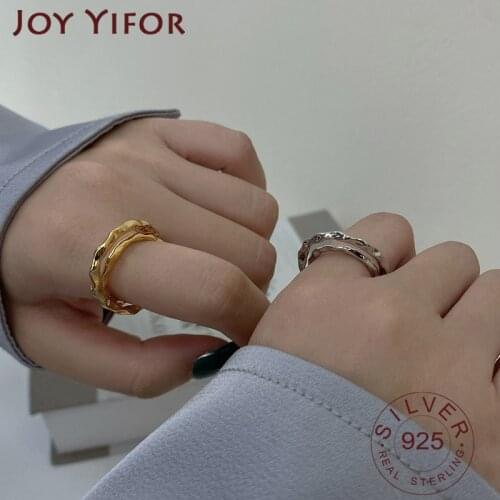 925 Sterling Silver Rings For Women Double Layers Female INS Simple Handmade Opening Finger Fashion Jewelry For Couple