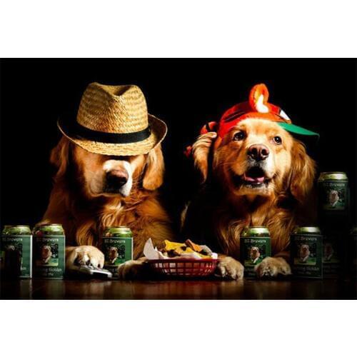 Diamond Mosaic 5D Diamond Painting Full Square picture of Rhinestones Diamond Embroidery Beer golden retriever dog Decor TY243
